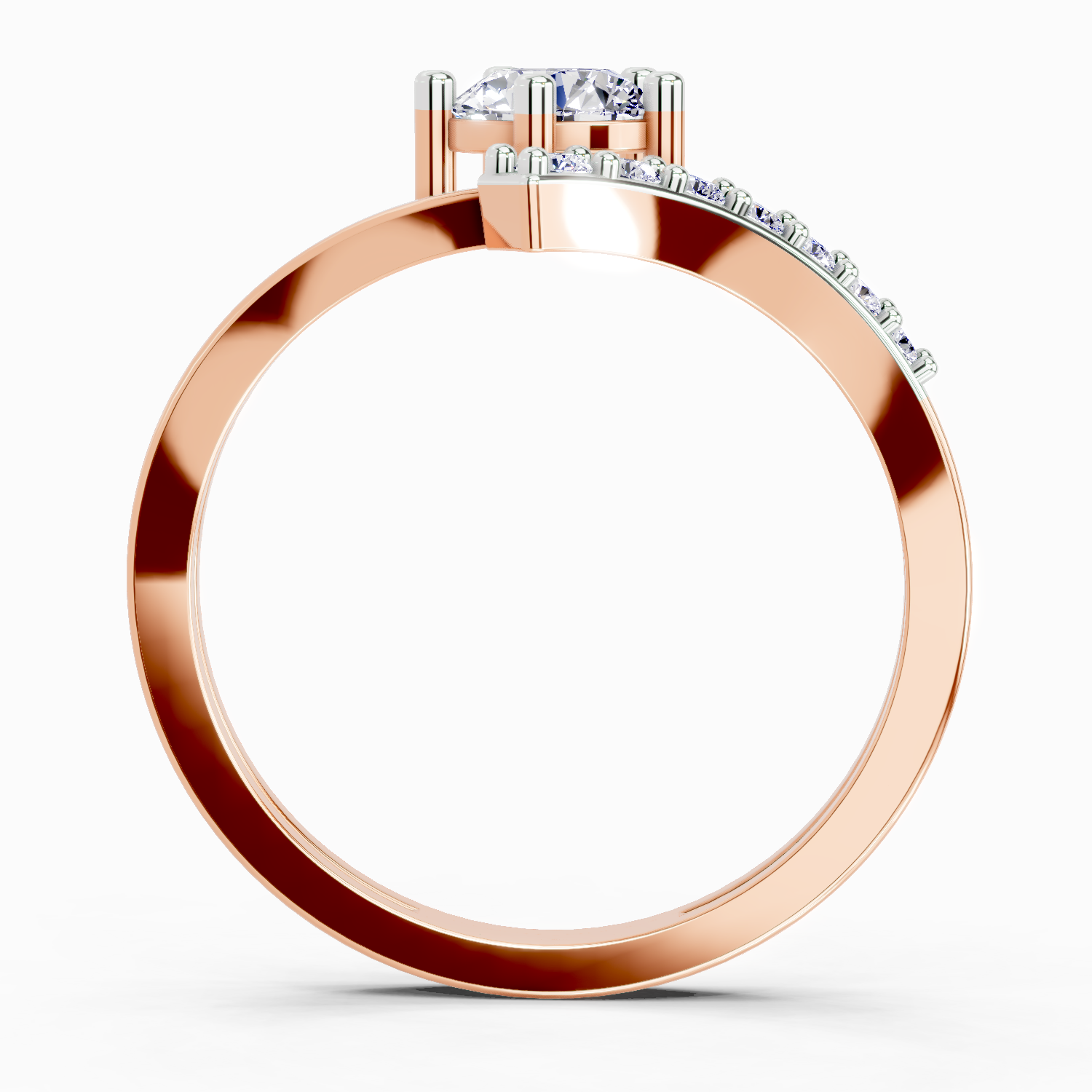 0.61 Ct Twist Bypass Diamond Ring | 14K Rose Gold
