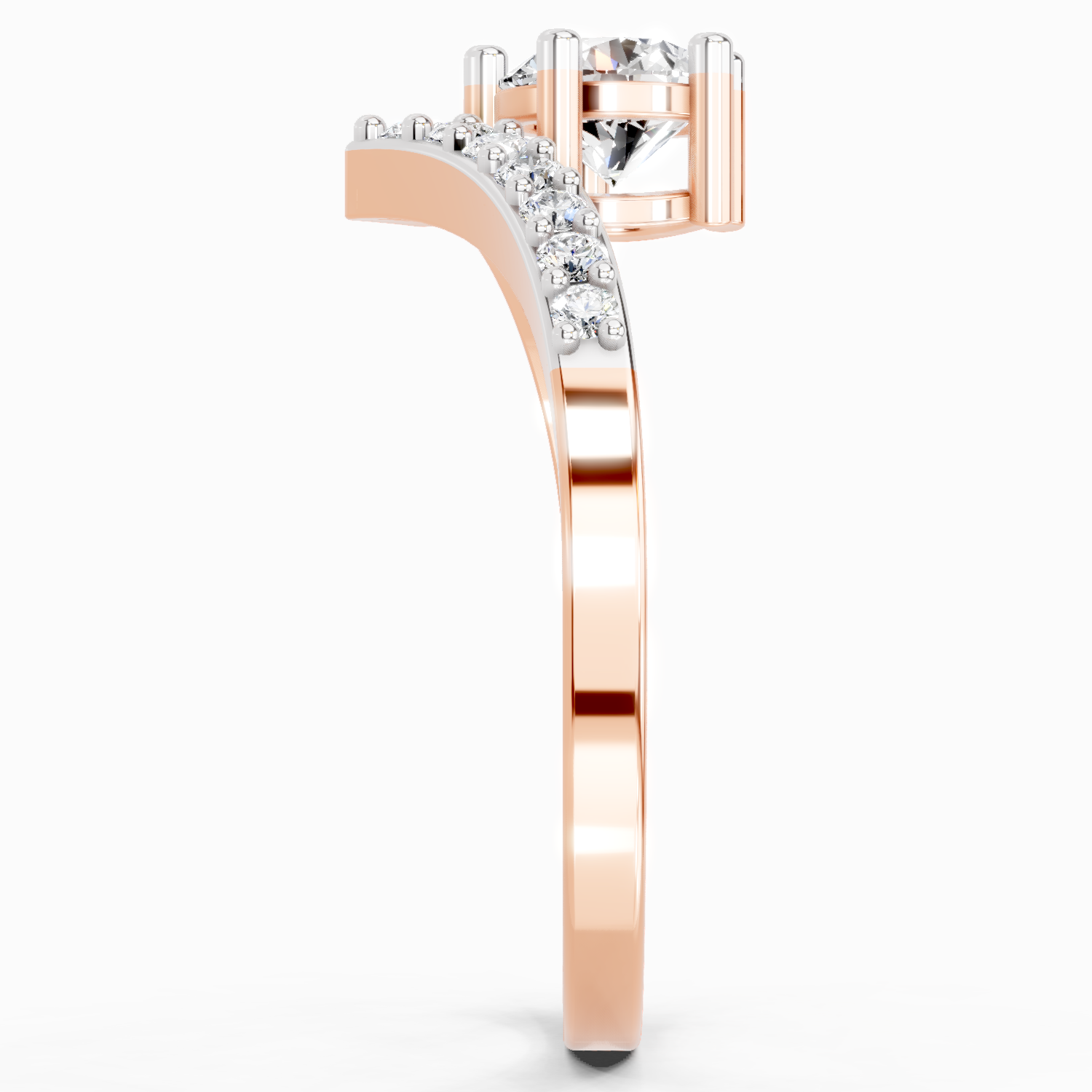 0.61 Ct Twist Bypass Diamond Ring | 14K Rose Gold