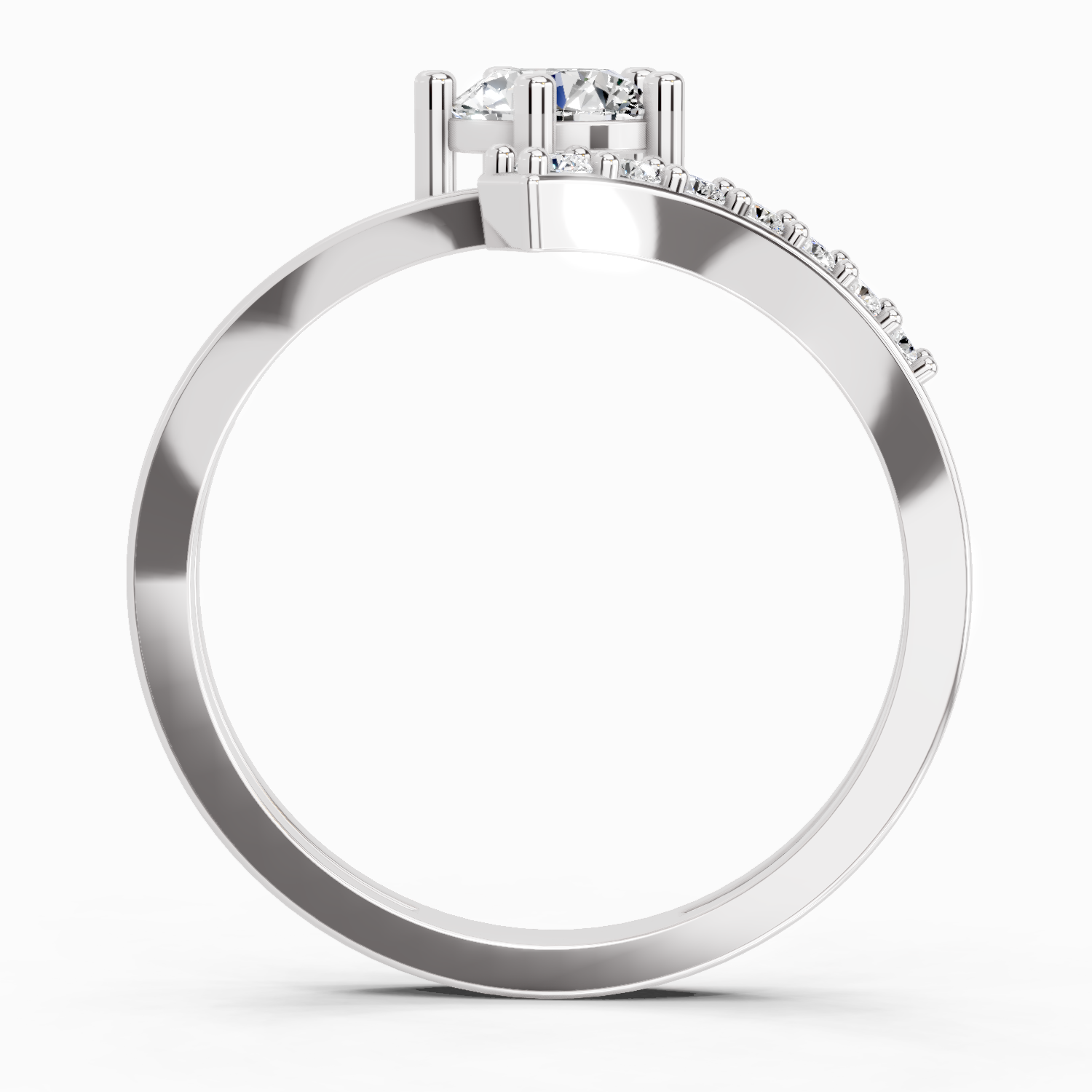 0.61 Ct Twist Bypass Diamond Ring | 14K White Gold