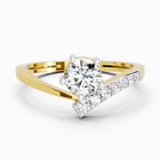 0.61 Ct Twist Bypass Diamond Ring | 14K Yellow Gold