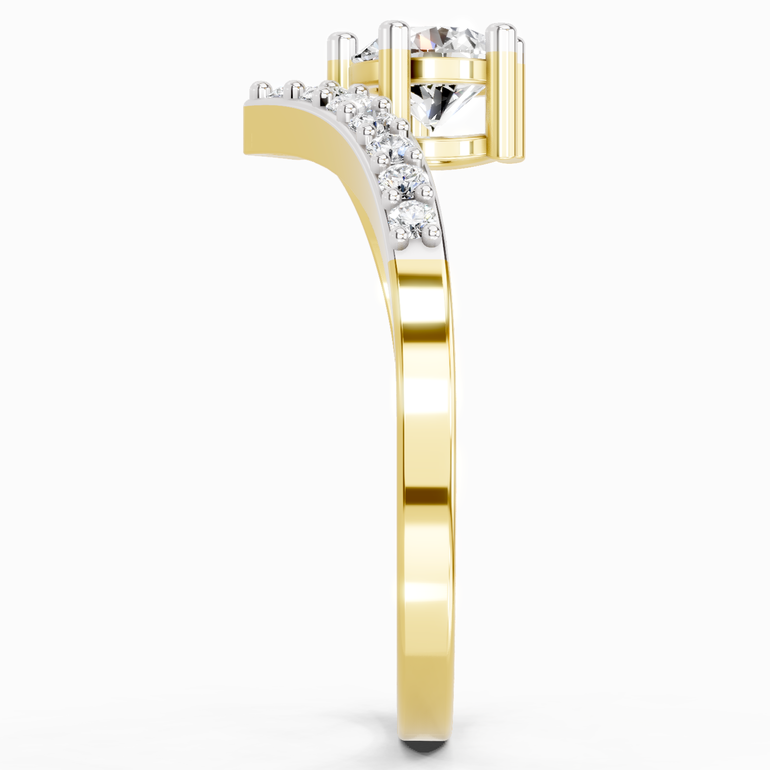 0.61 Ct Twist Bypass Diamond Ring | 14K Yellow Gold