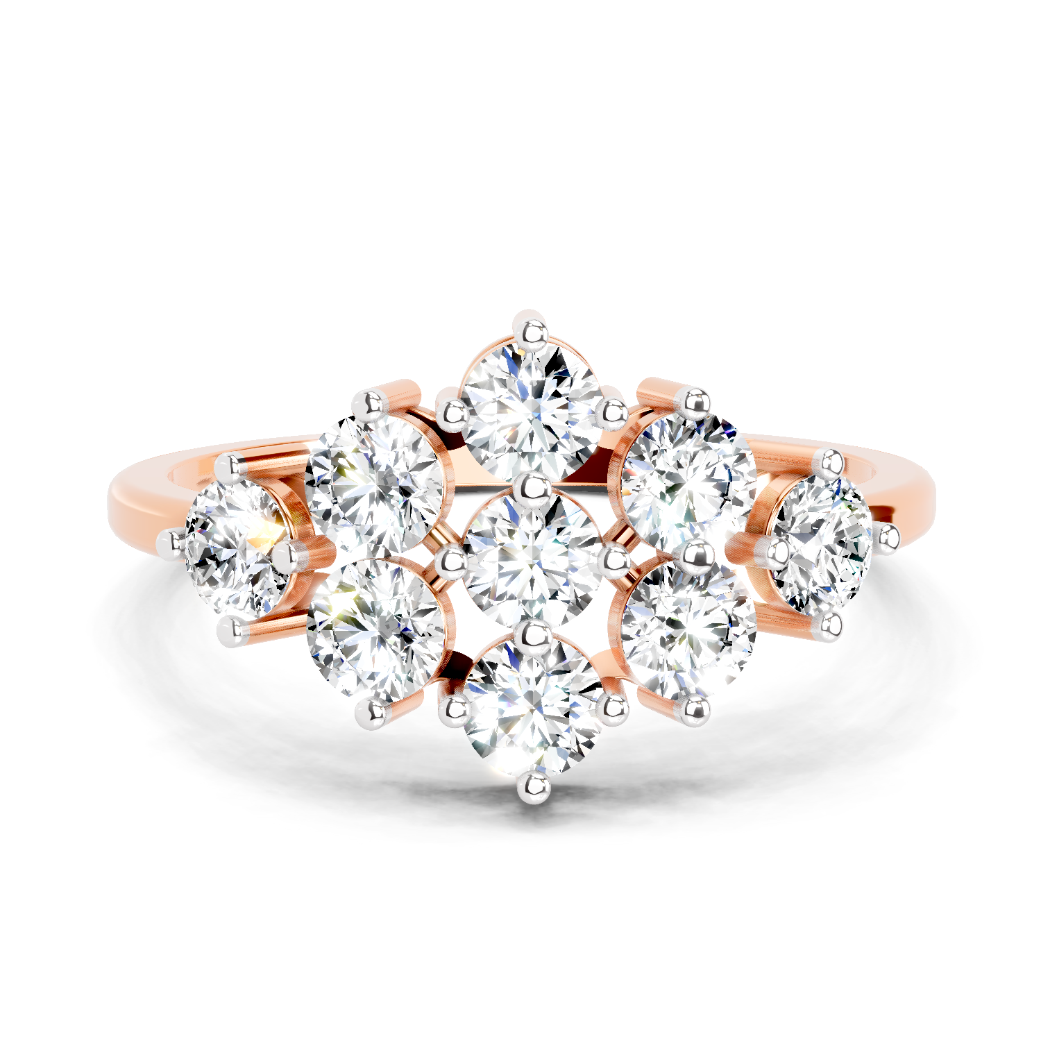 0.77 Carat Round Shape Cluster Diamond Ring | 14K Rose Gold