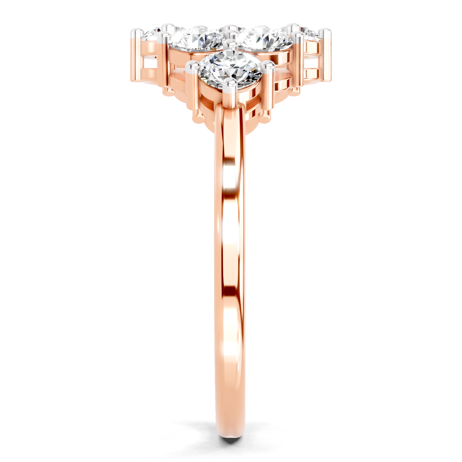 0.77 Carat Round Shape Cluster Diamond Ring | 14K Rose Gold