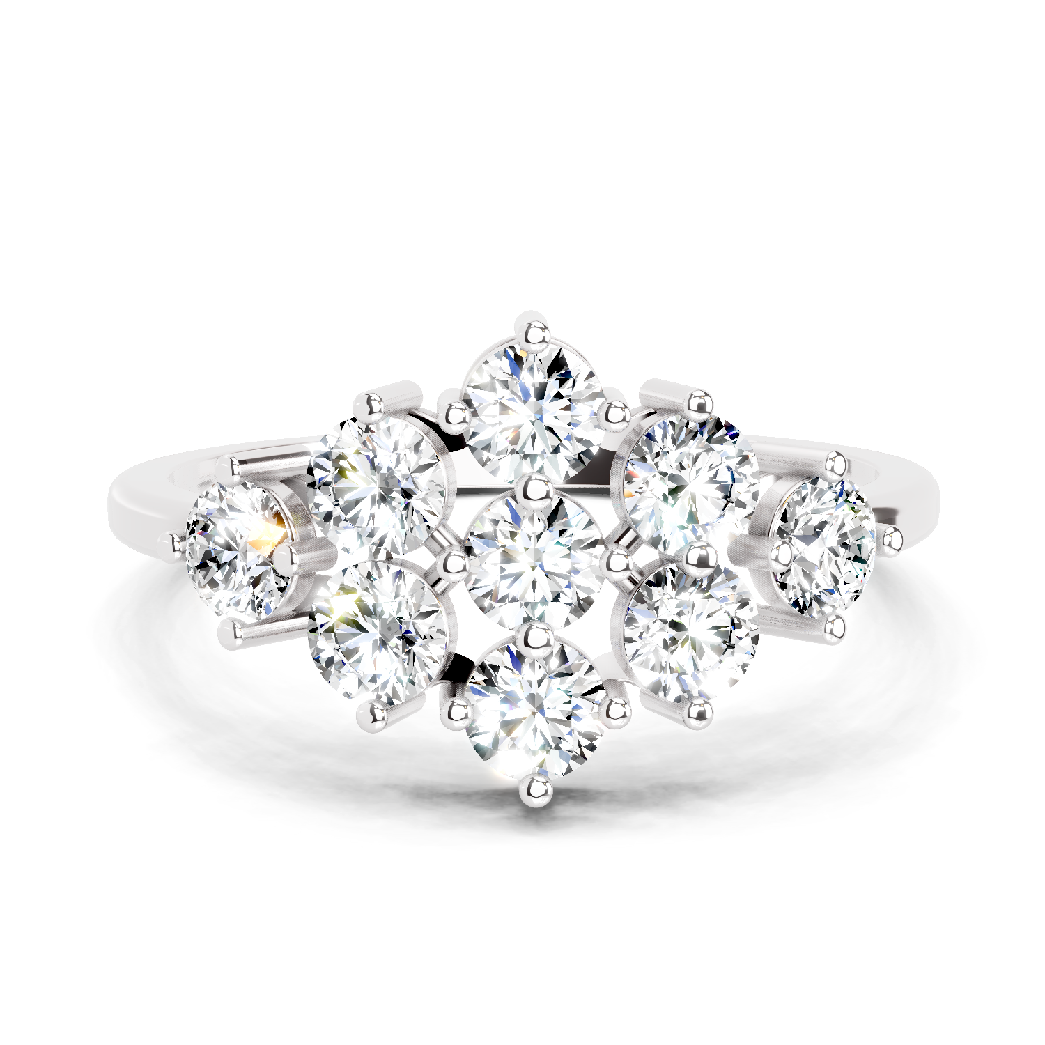 0.77 Carat Round Shape Cluster Diamond Ring | 14K White Gold
