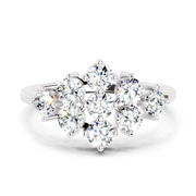 0.77 Carat Round Shape Cluster Diamond Ring | 14K White Gold