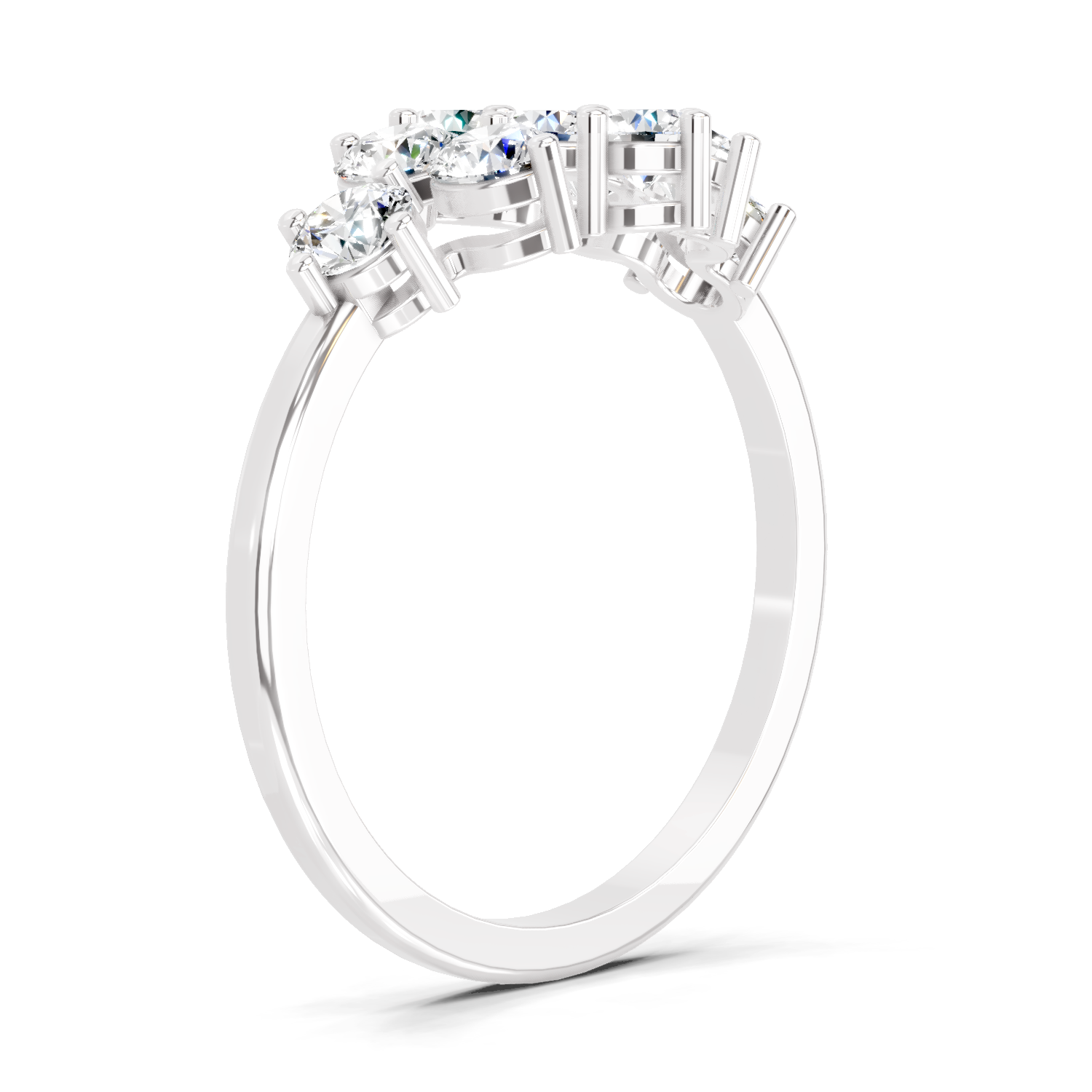 0.77 Carat Round Shape Cluster Diamond Ring | 14K White Gold