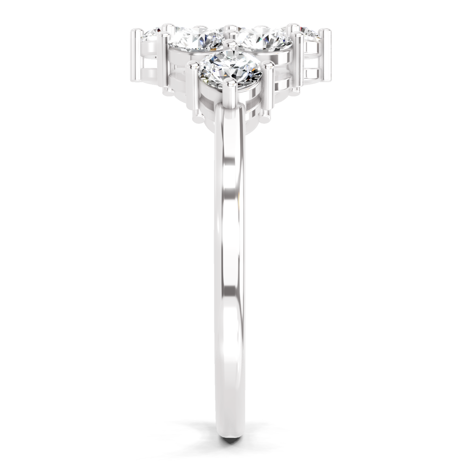 0.77 Carat Round Shape Cluster Diamond Ring | 14K White Gold
