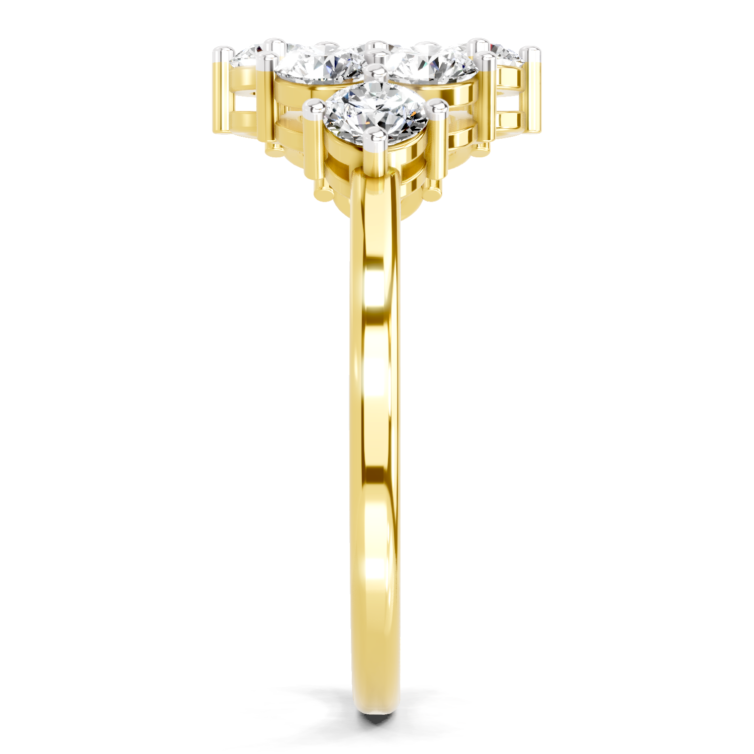 0.77 Carat Round Shape Cluster Diamond Ring | 14K Yellow Gold