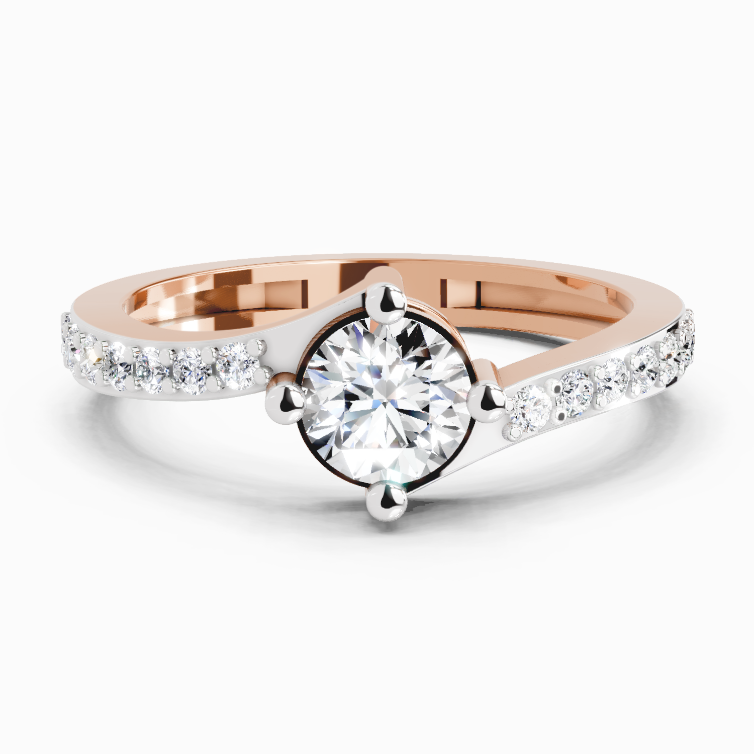 0.76 Carat Round Shape Diamond Engagement Ring | 14K Rose Gold