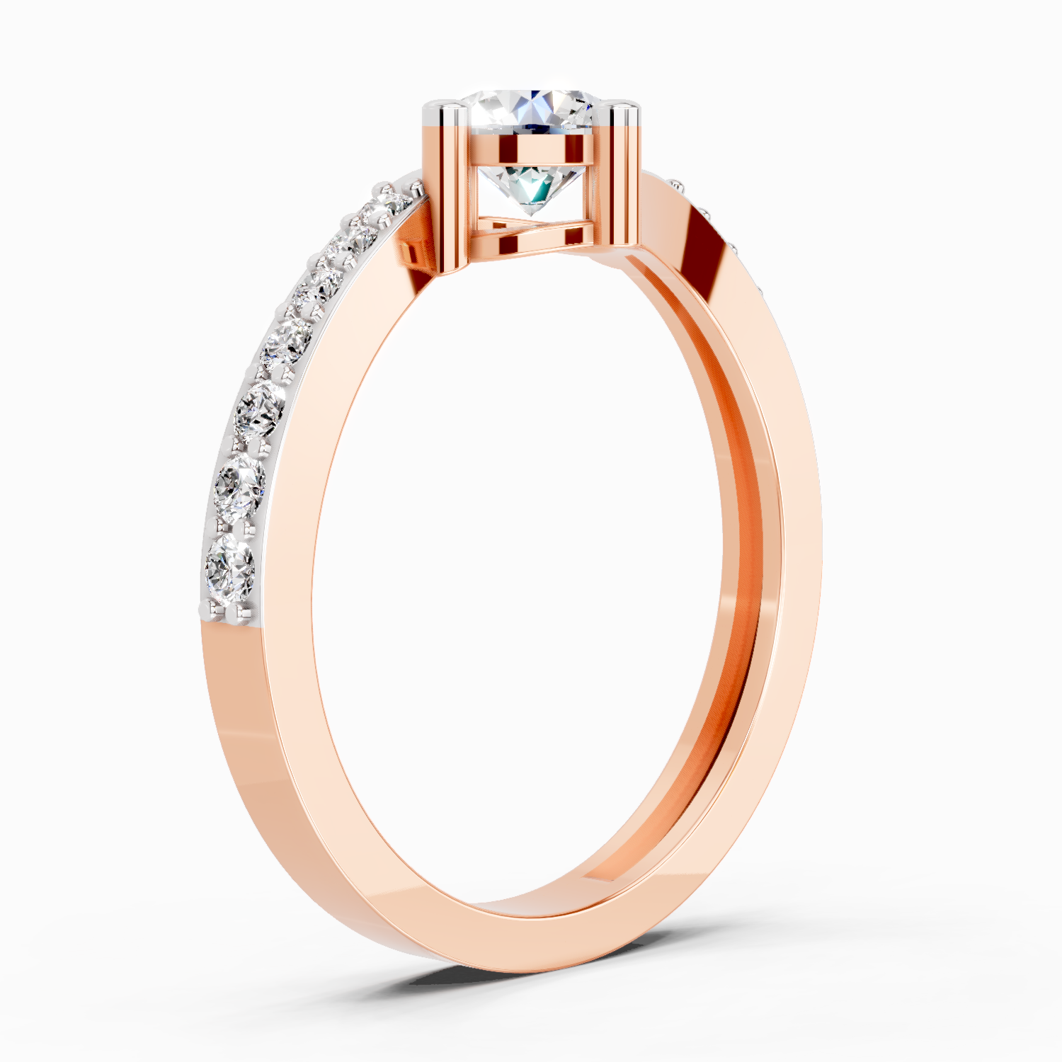 0.76 Carat Round Shape Diamond Engagement Ring | 14K Rose Gold