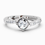0.76 Carat Round Shape Diamond Engagement Ring | 14K White Gold