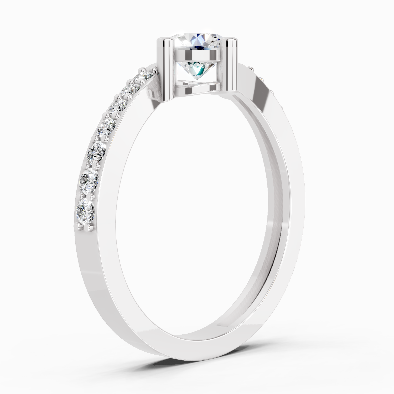 0.76 Carat Round Shape Diamond Engagement Ring | 14K White Gold