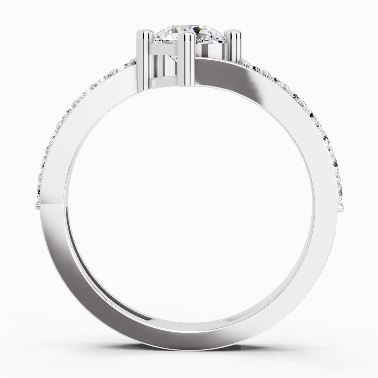0.76 Carat Round Shape Diamond Engagement Ring | 14K White Gold
