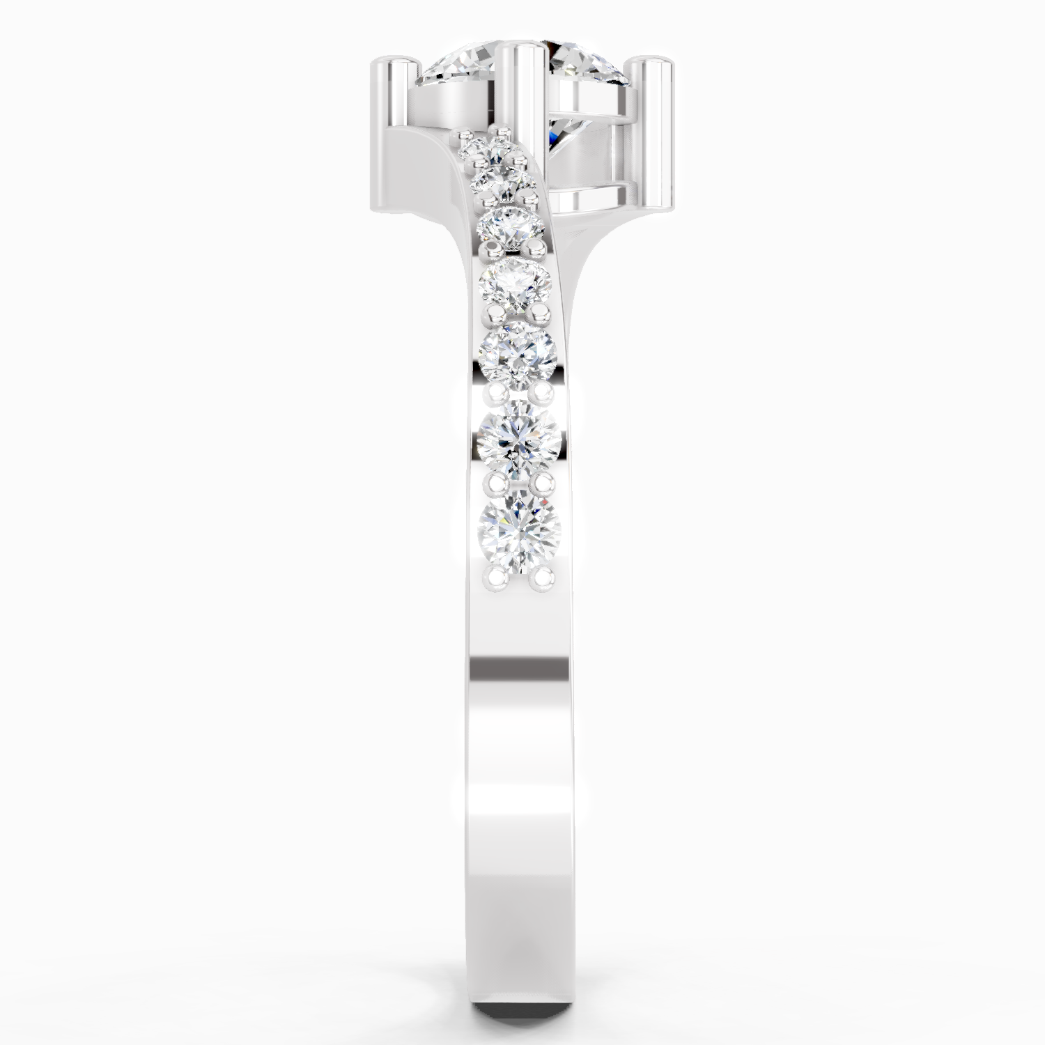 0.76 Carat Round Shape Diamond Engagement Ring | 14K White Gold