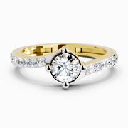 0.76 Carat Round Shape Diamond Engagement Ring | 14K Yellow Gold