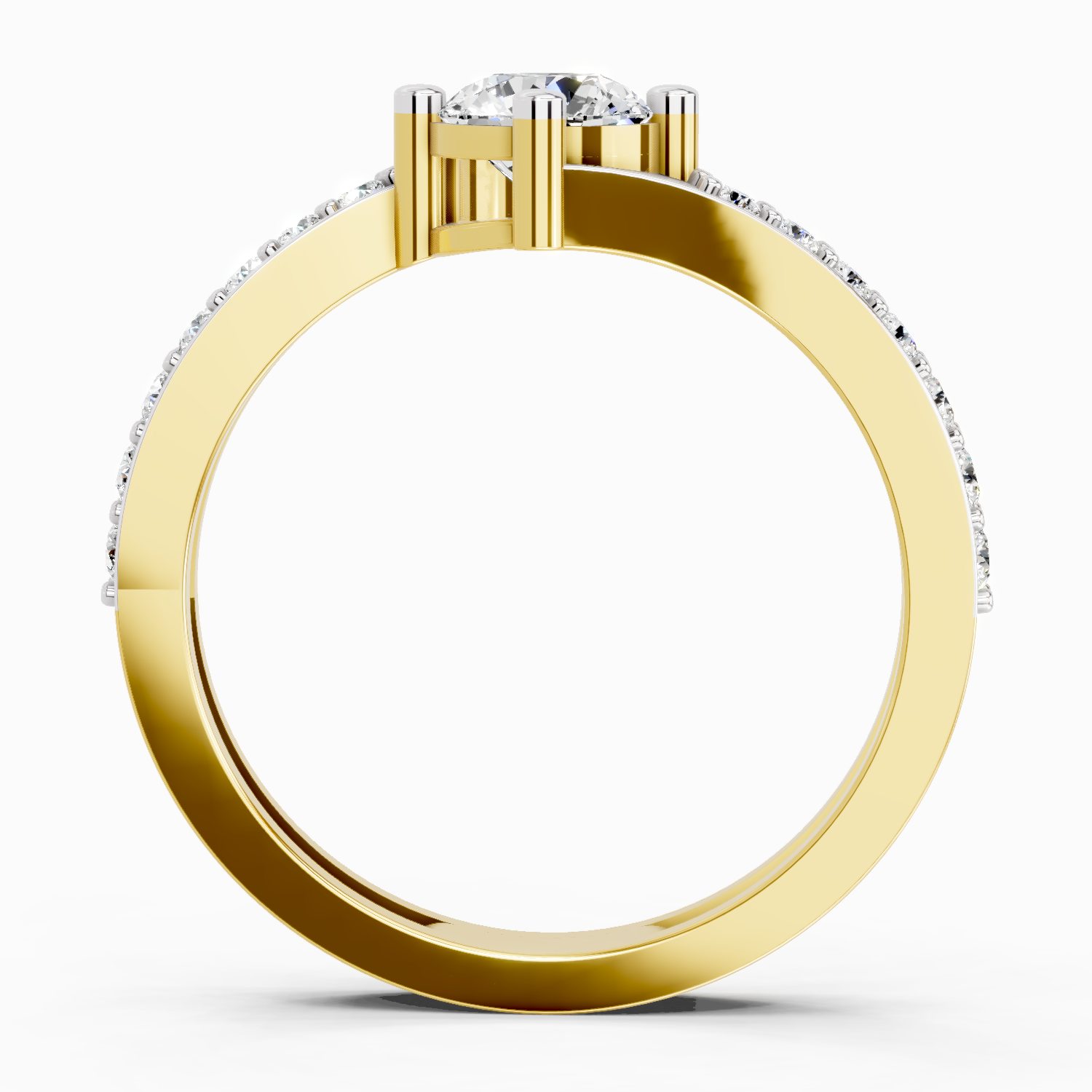 0.76 Carat Round Shape Diamond Engagement Ring | 14K Yellow Gold