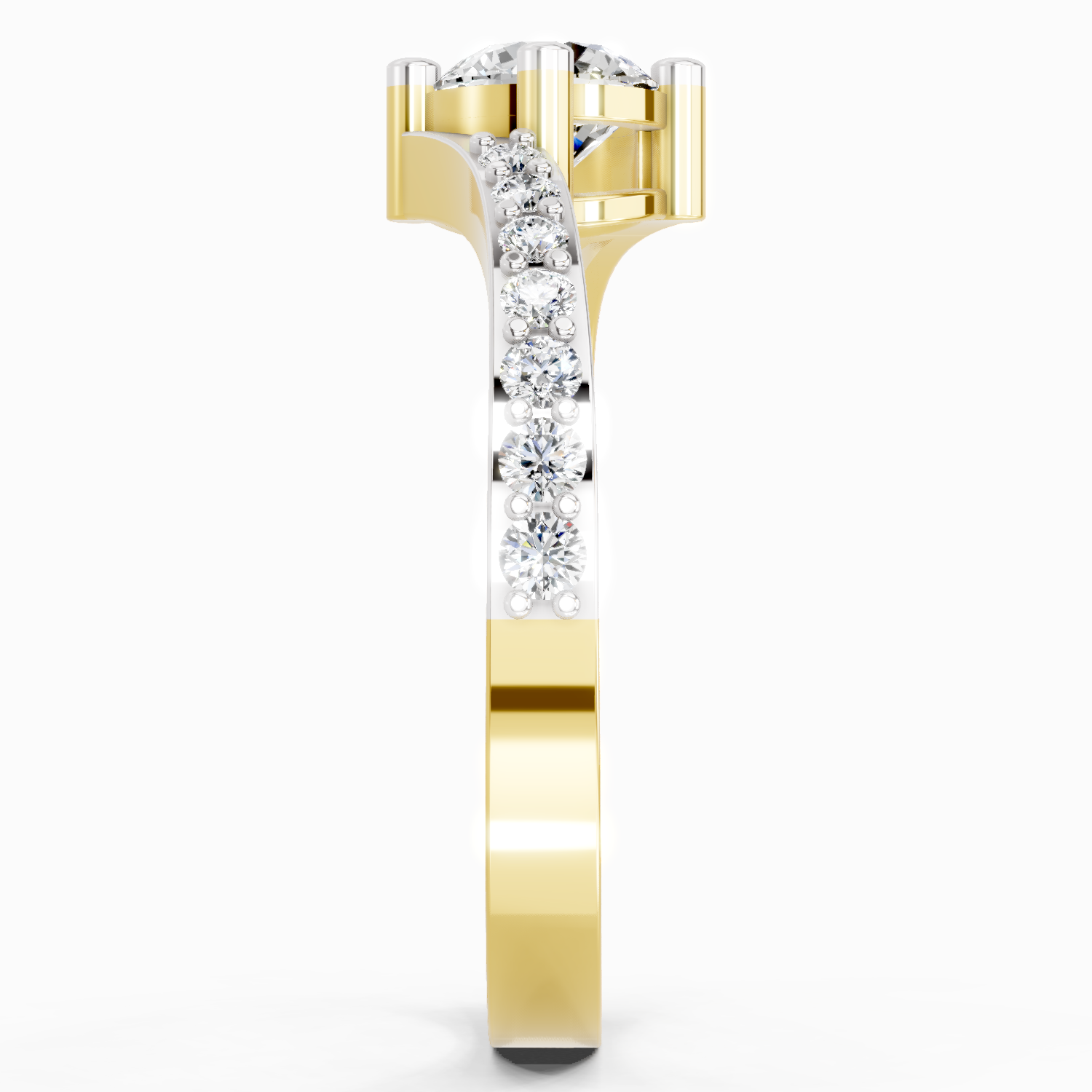 0.76 Carat Round Shape Diamond Engagement Ring | 14K Yellow Gold