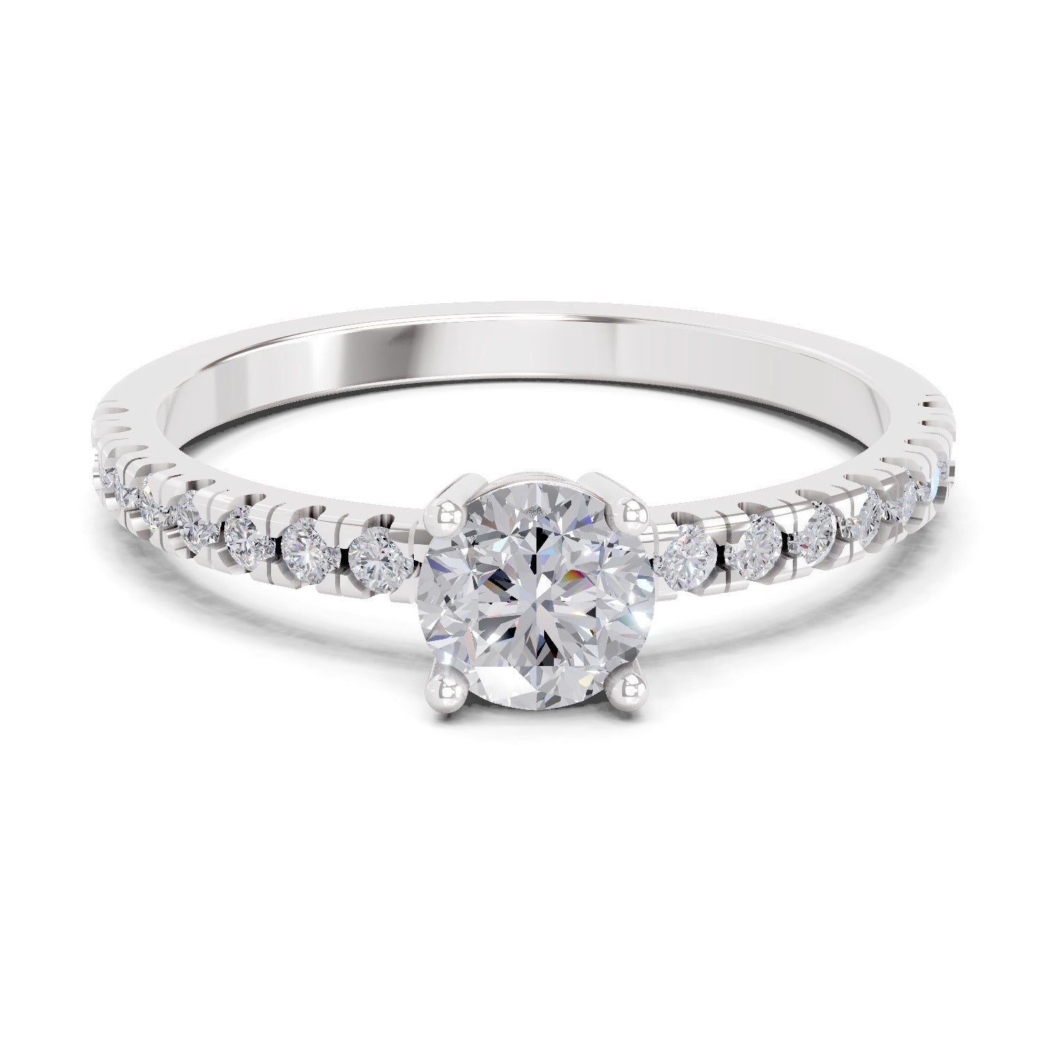 0.67 Ct Round Shape Solitaire Diamond Ring | 14K White Gold