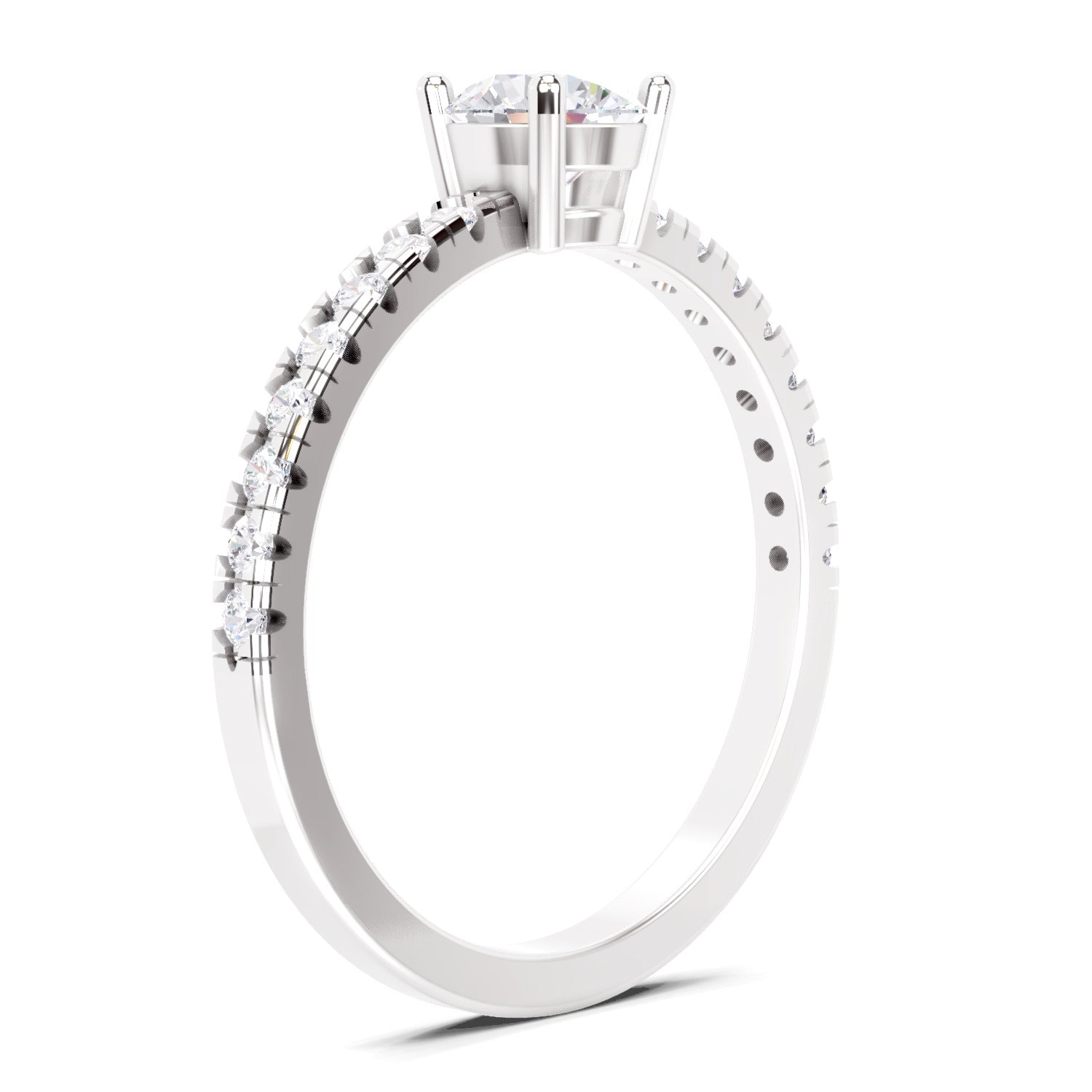 0.67 Ct Round Shape Solitaire Diamond Ring | 14K White Gold