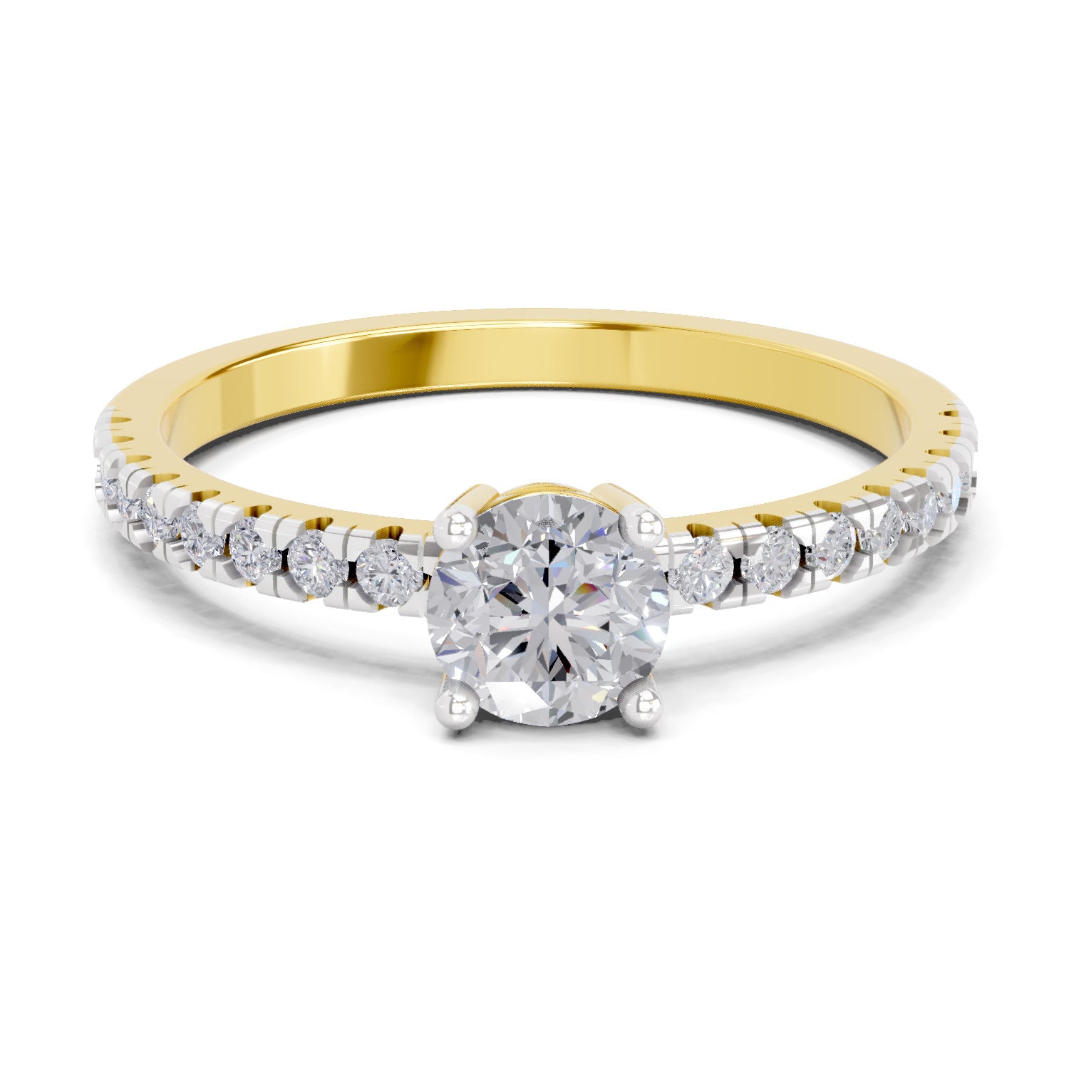 0.67 Ct Round Shape Solitaire Diamond Ring | 14K Yellow Gold