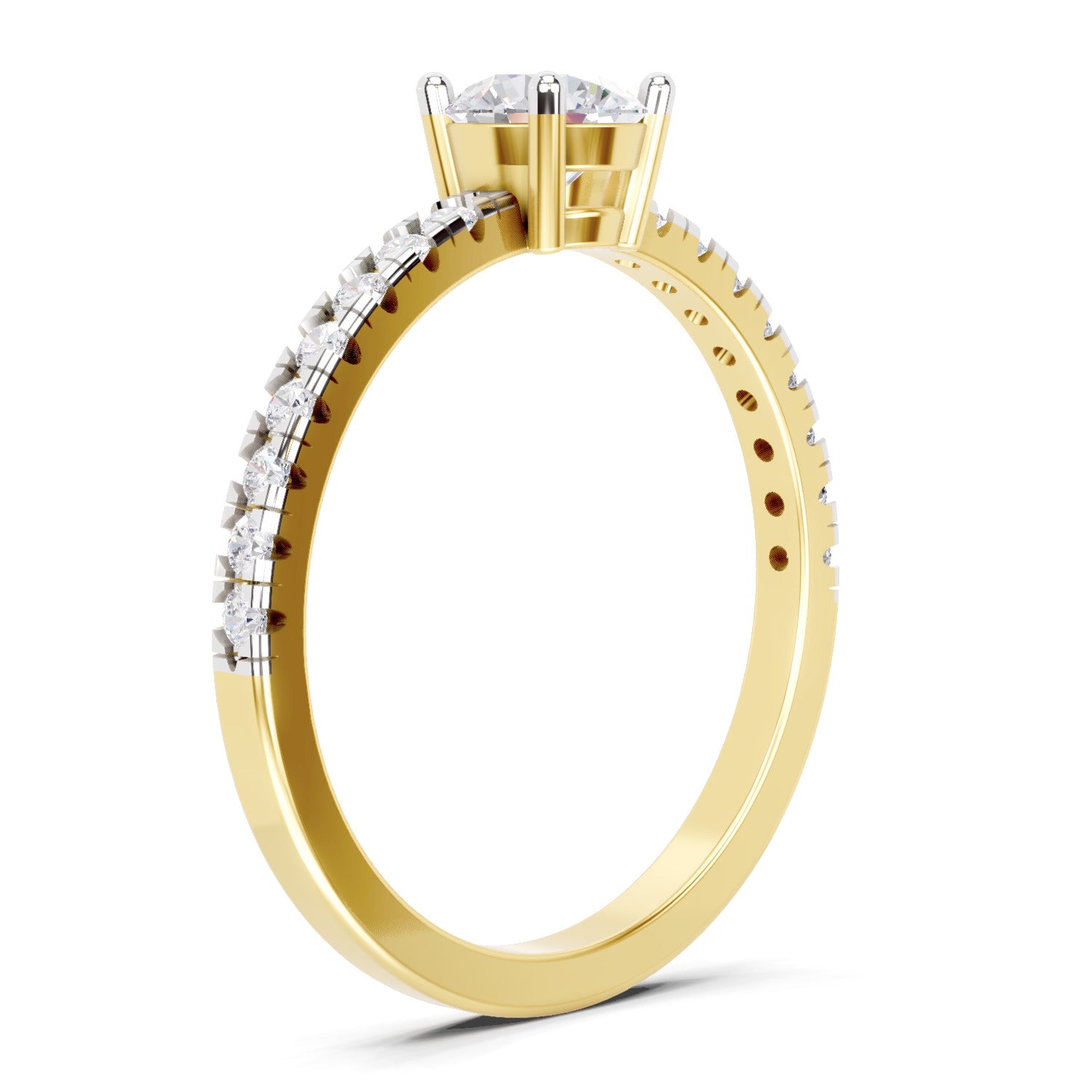 0.67 Ct Round Shape Solitaire Diamond Ring | 14K Yellow Gold