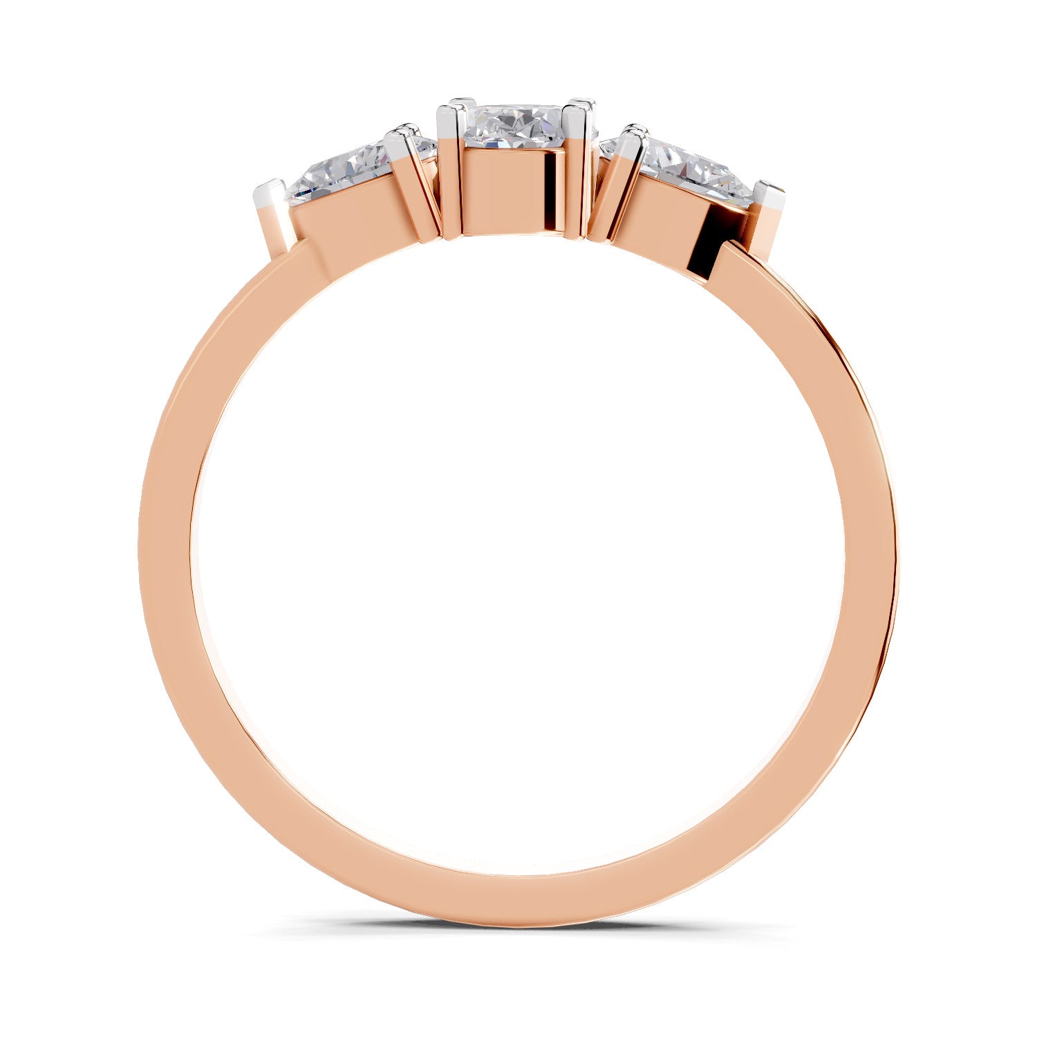 0.60 Carat Three-Stone Oval & Pear Diamond Engagement Ring | 14K Rose Gold