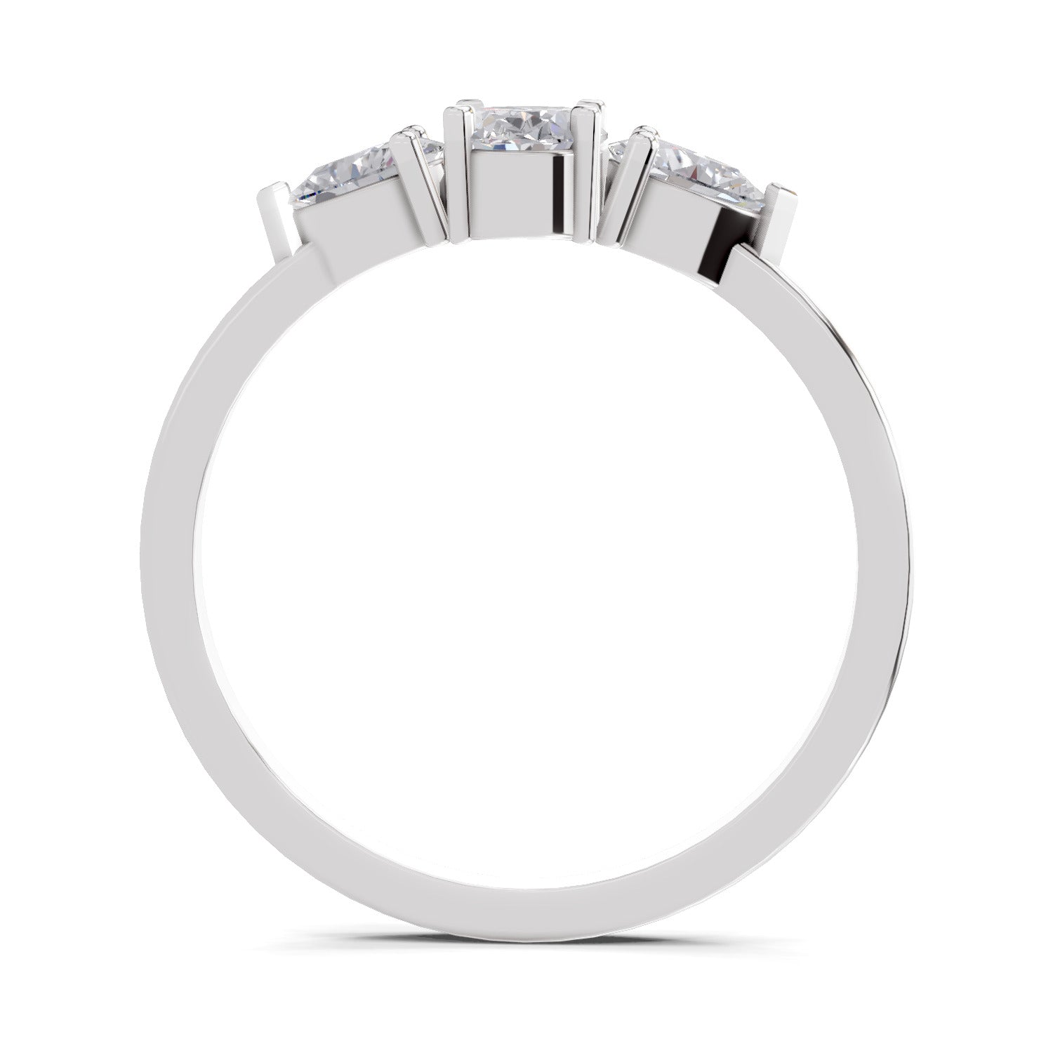 0.60 Carat Three-Stone Oval & Pear Diamond Engagement Ring | 14K White Gold