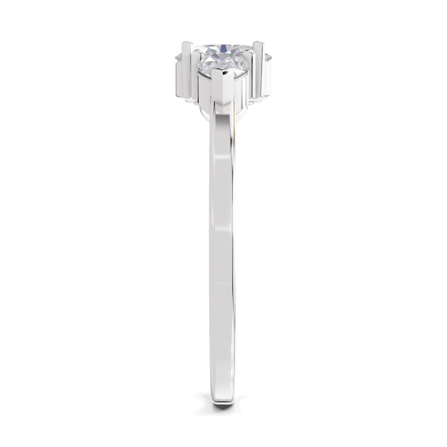 0.60 Carat Three-Stone Oval & Pear Diamond Engagement Ring | 14K White Gold