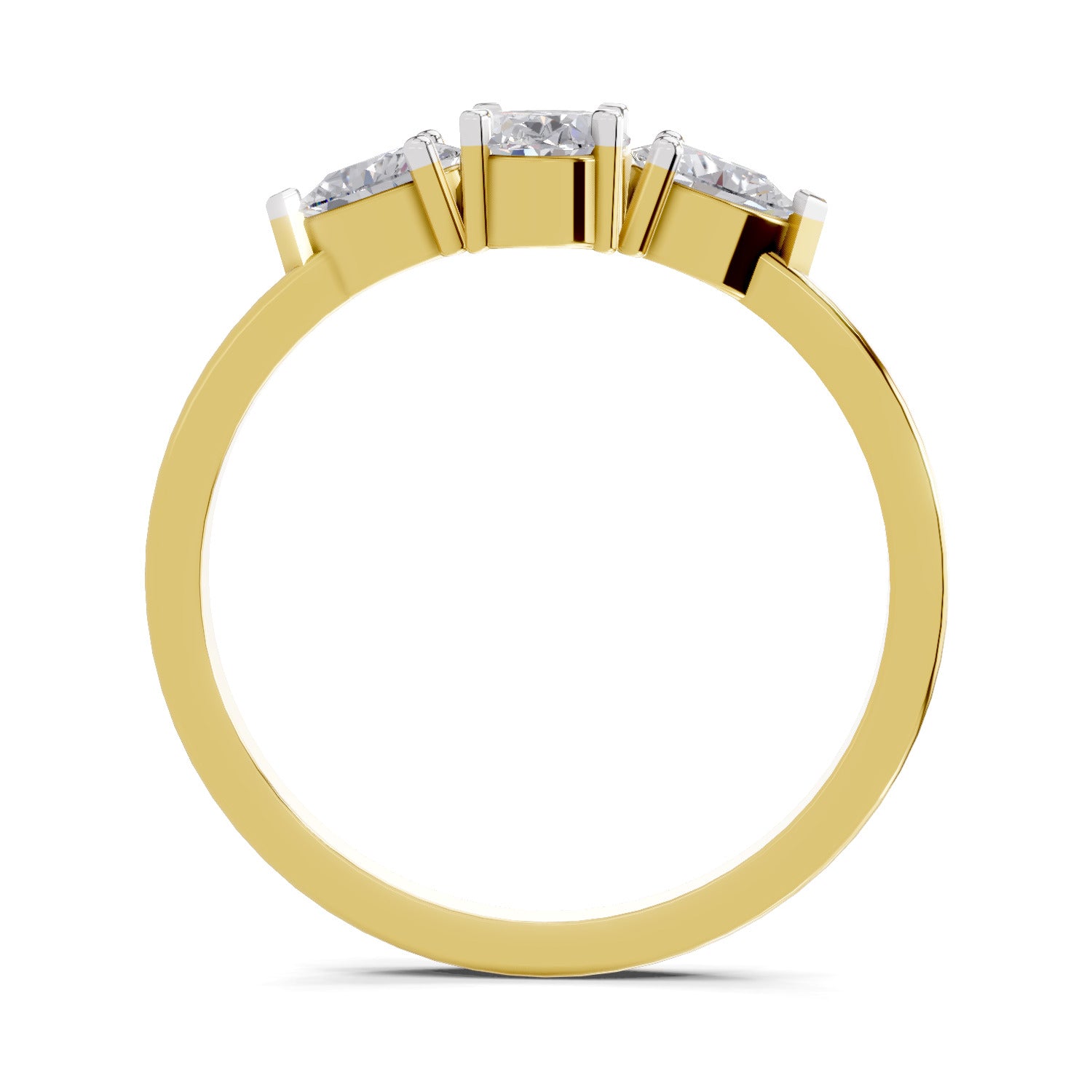 0.60 Carat Three-Stone Oval & Pear Diamond Engagement Ring | 14K Yellow Gold