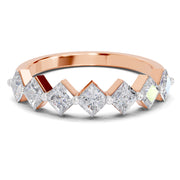 0.63 Ct Princess Shape 7 Stone Diamond Band Ring | 14K Rose Gold