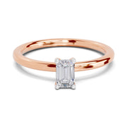 0.4 Carat Emerald Shape Solitaire Diamond Engagement Ring | 14K Rose Gold