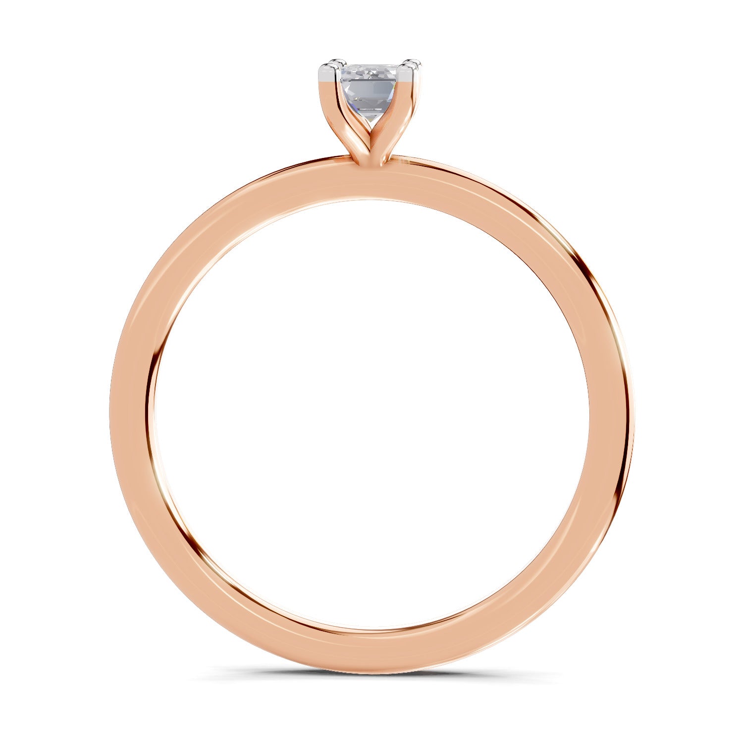0.4 Carat Emerald Shape Solitaire Diamond Engagement Ring | 14K Rose Gold