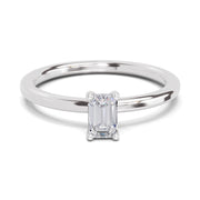 0.4 Carat Emerald Shape Solitaire Diamond Engagement Ring | 14K White Gold