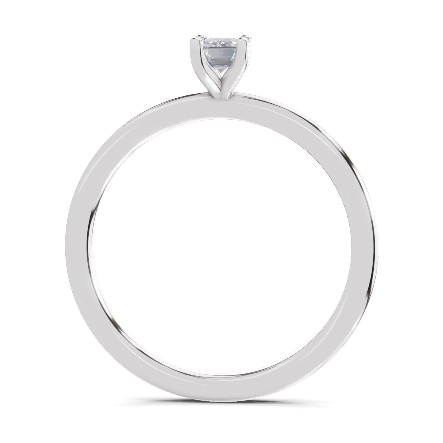 0.4 Carat Emerald Shape Solitaire Diamond Engagement Ring | 14K White Gold