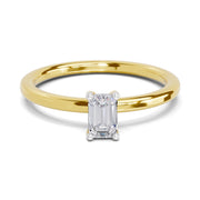 0.4 Carat Emerald Shape Solitaire Diamond Engagement Ring | 14K Yellow Gold