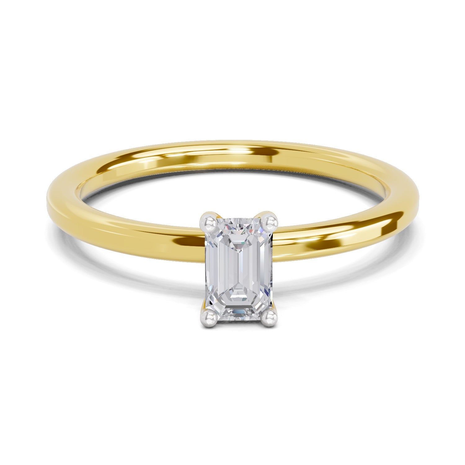 0.4 Carat Emerald Shape Solitaire Diamond Engagement Ring | 14K Yellow Gold