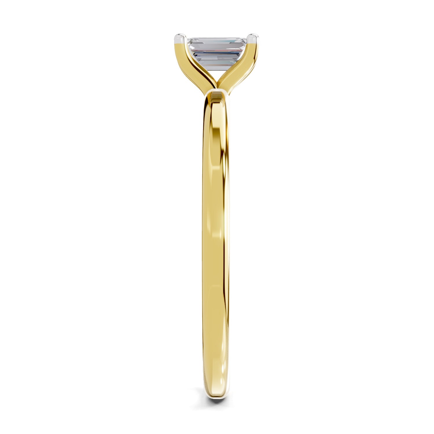 0.4 Carat Emerald Shape Solitaire Diamond Engagement Ring | 14K Yellow Gold