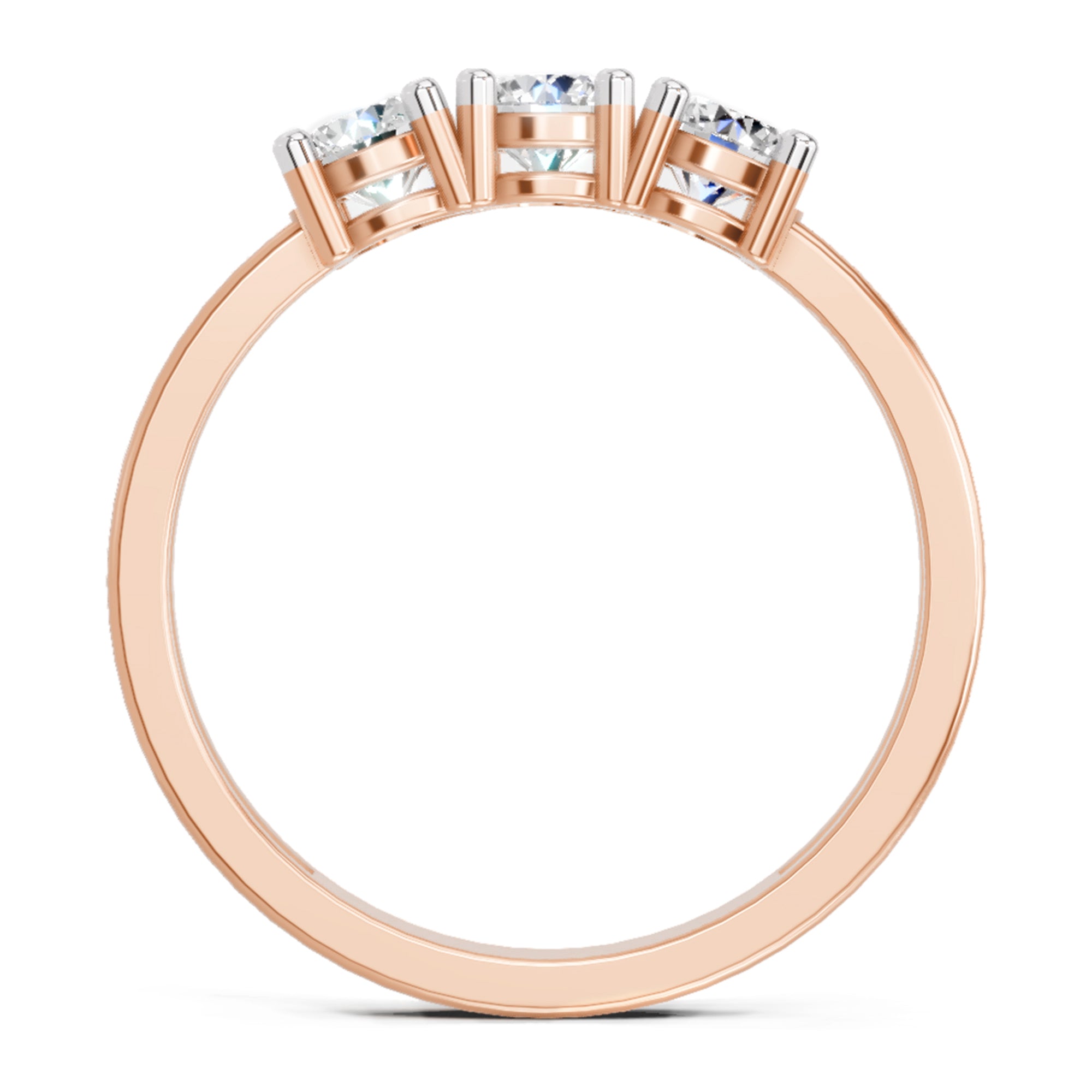 3 Stone 0.75 Ct  Round Shape Diamond | 14K Rose Gold