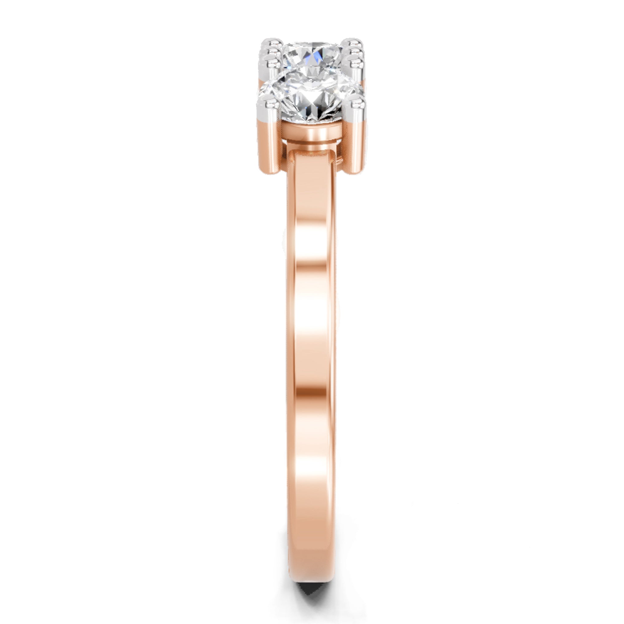 3 Stone 0.75 Ct  Round Shape Diamond | 14K Rose Gold