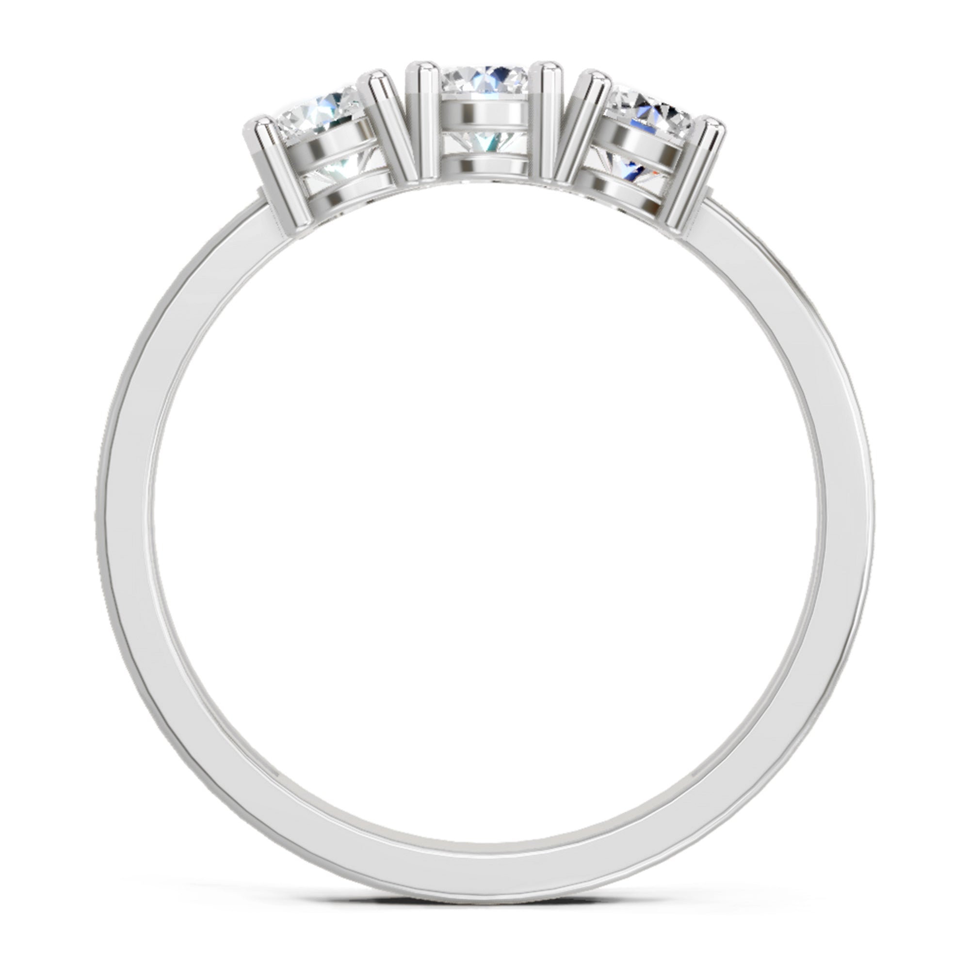3 Stone 0.75 Ct  Round Shape Diamond | 14K White Gold