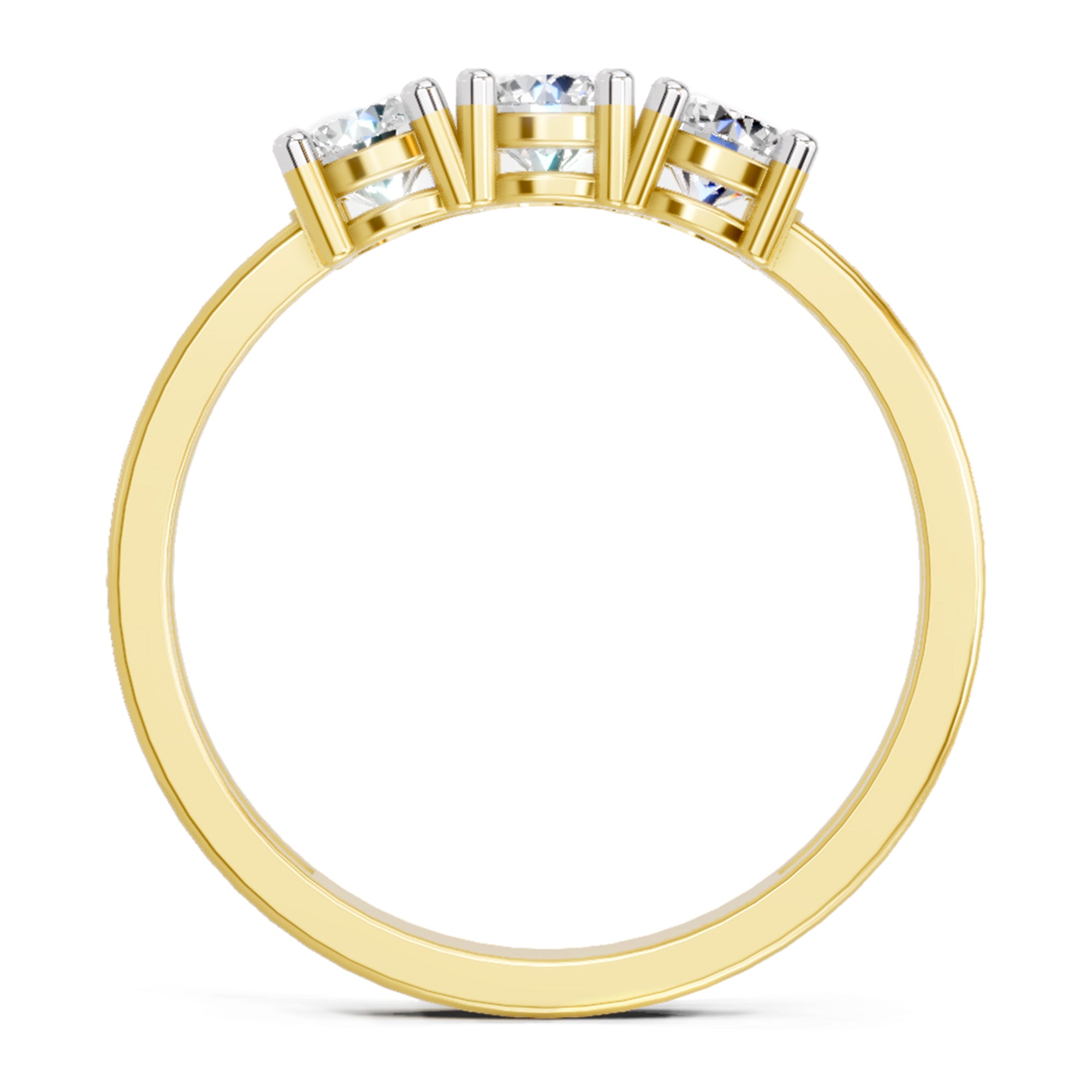 3 Stone 0.75 Ct  Round Shape Diamond | 14K Yellow Gold