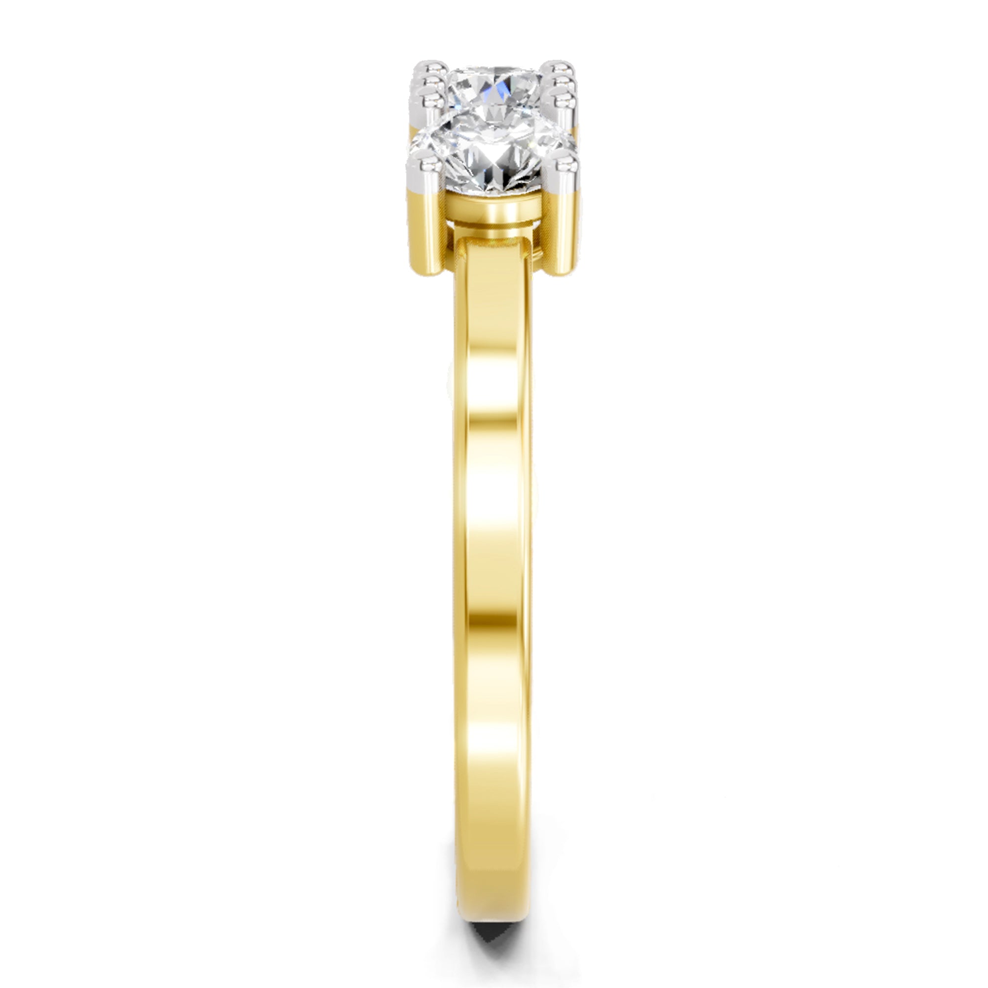 3 Stone 0.75 Ct  Round Shape Diamond | 14K Yellow Gold