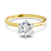 6 Prong Solitaire 0.75 Ct  Round Shape Diamond | 14K Yellow Gold