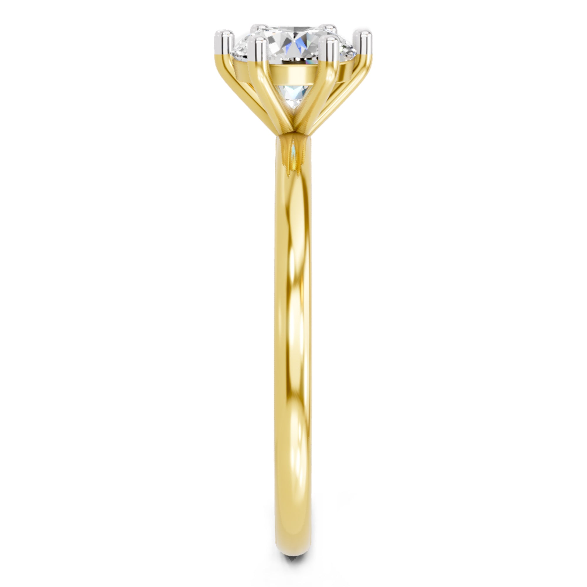 6 Prong Solitaire 0.75 Ct  Round Shape Diamond | 14K Yellow Gold
