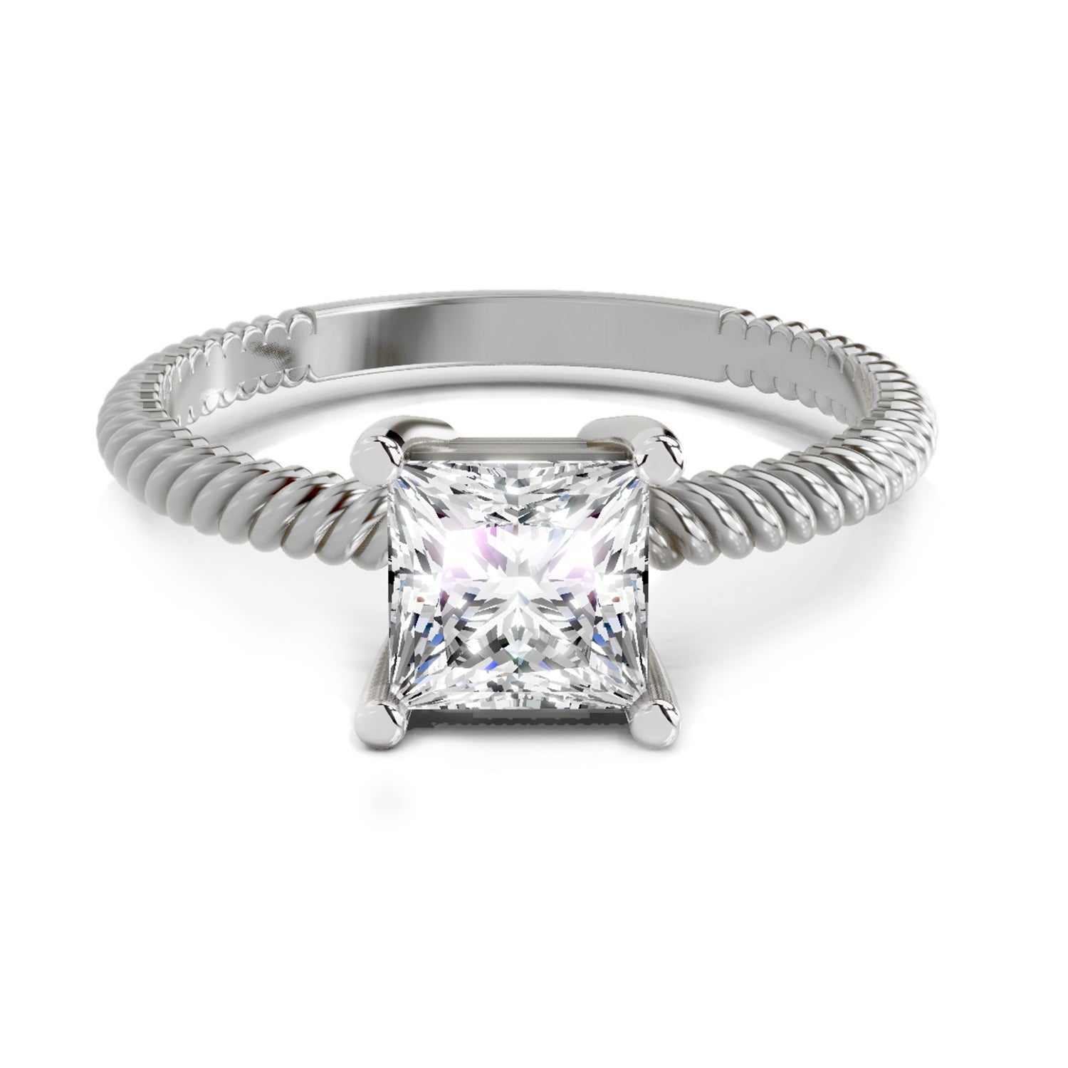 1 Ct Square Ring |  14K White Gold