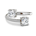 1 Ct Round Shape Diamond Two-Stone Open Ring | 14K White Gold