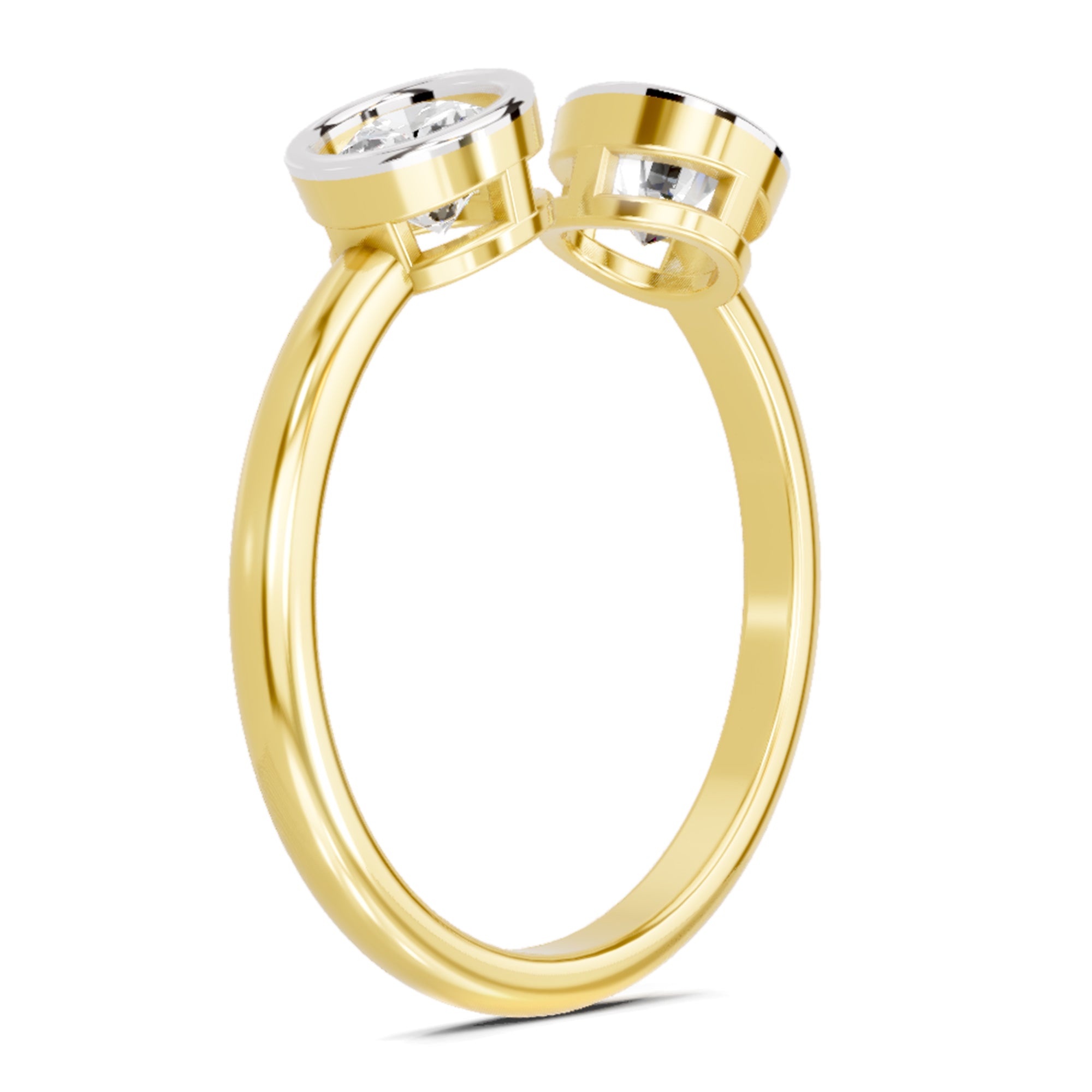 2 Stone Open 1 Ct Round Shape Diamond | 14K Yellow Gold