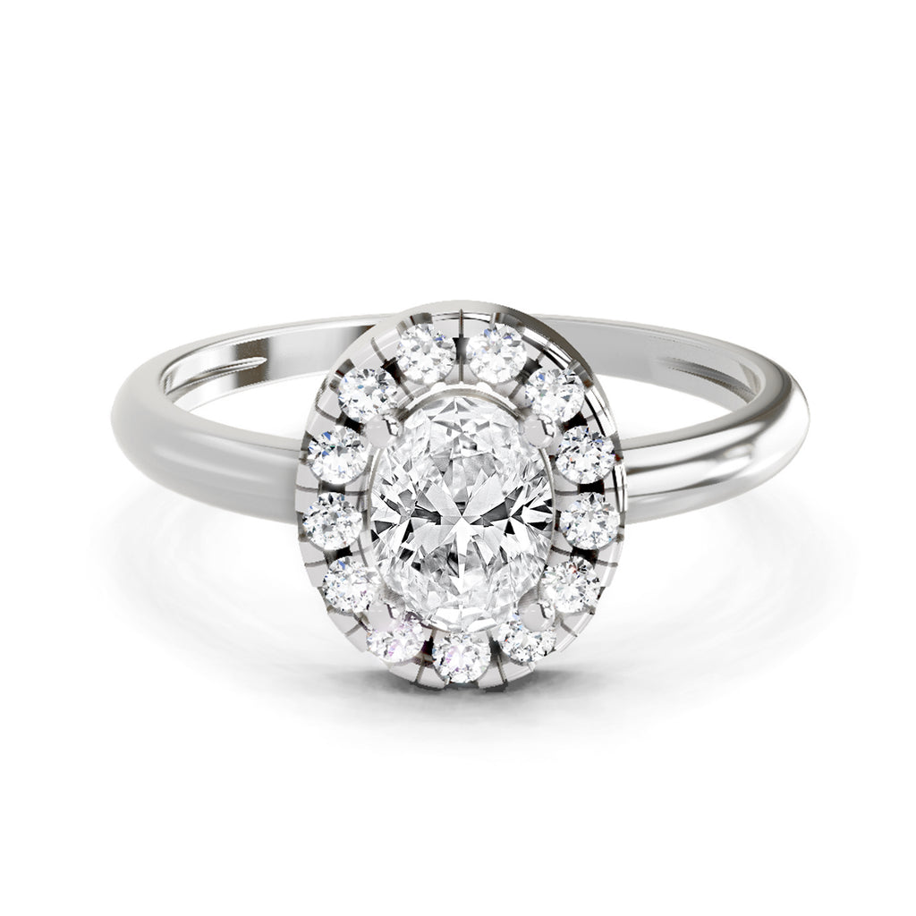 0.75 Oval Shape Diamond | 14K White Gold