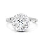 0.85 Ct Round Halo Ring | 14K White Gold