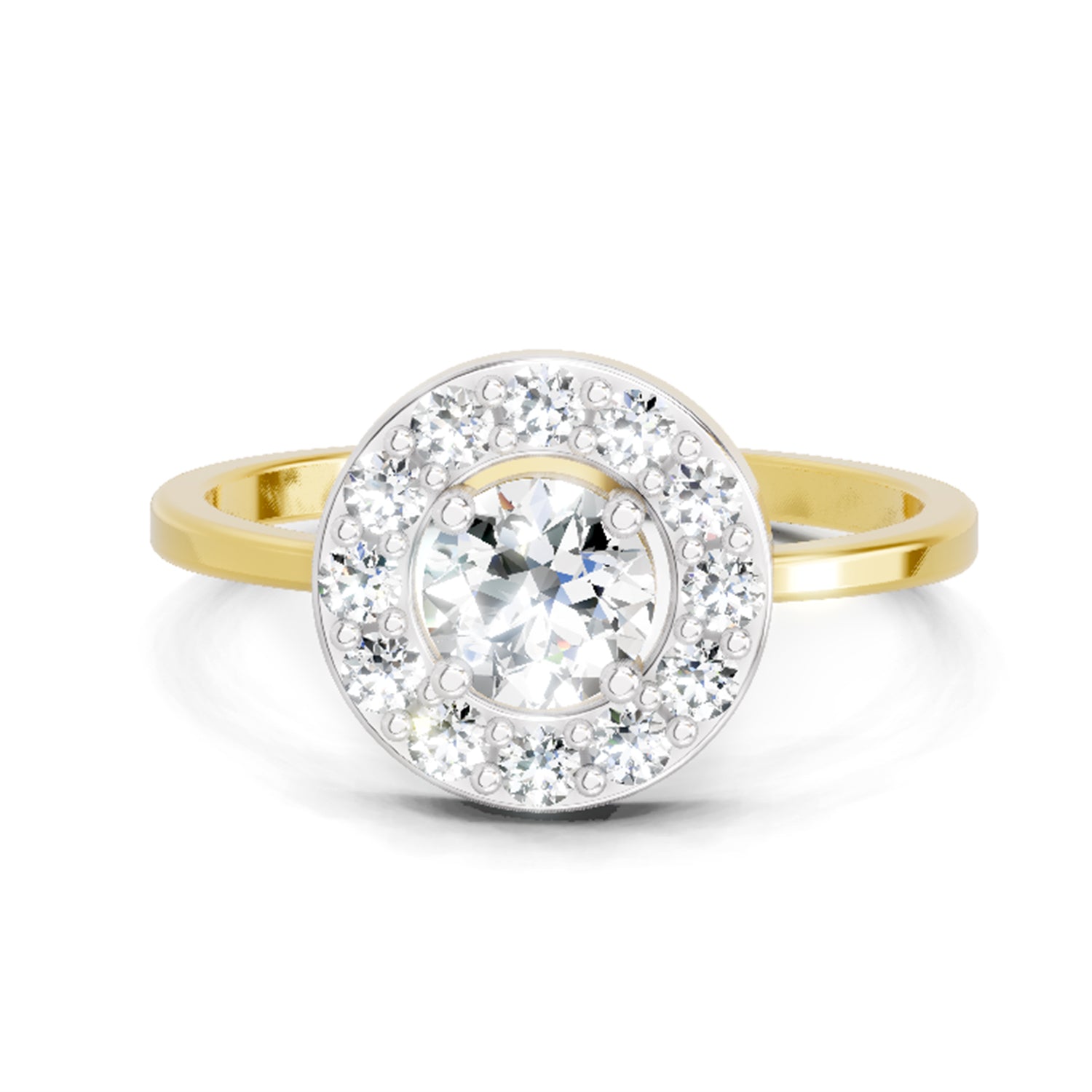 0.85 Ct Round Halo 14K Yellow Gold